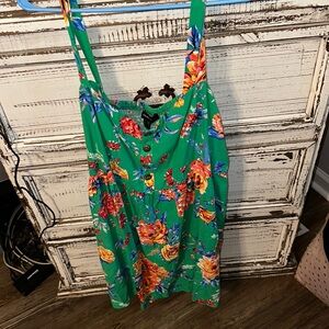 Forever 21 Green Floral Midi Dress